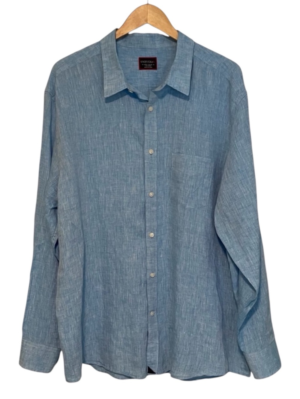 UNTUCKit Wrinkle-Resistant Linen Long Sleeve Button Down Shirt Blue Men’s XXXL